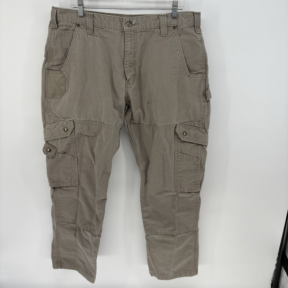 Carhartt Pants Mens 38x30 Khaki Ripstop Cargo Work B342 Relaxed Fit Utility